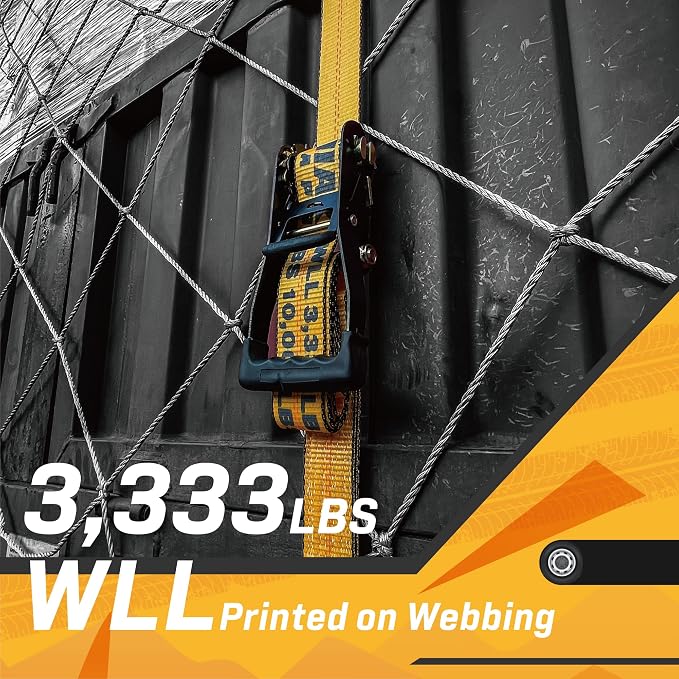 4 Pack Heavy Duty 2" x 27' Ratchet Tie Down Straps with Wired J Hooks - 10,000 LBS Break Strength for Truck & Trailer Cargo Control KODIAK STRAPS
