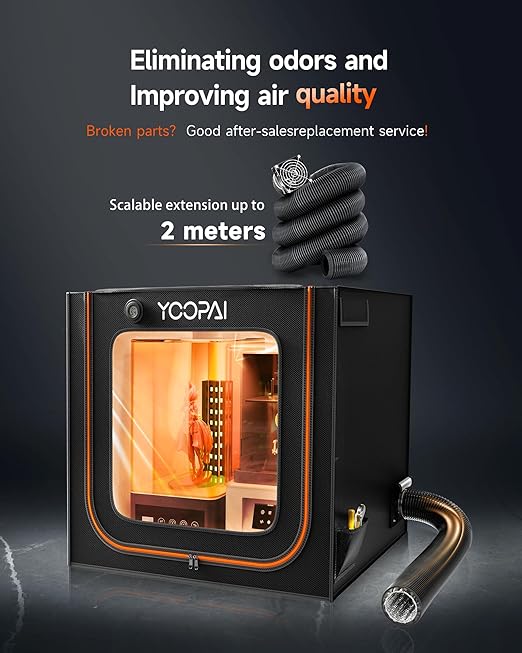 Multifunctional Large Resin 3D Printer Enclosure with Ventilation Kit LED Light, 3D Print Vented Enclosure Eliminate Odors Dustproof Isolate Noise Tent Cover Compatible with LCD Resin UV 3D Printer