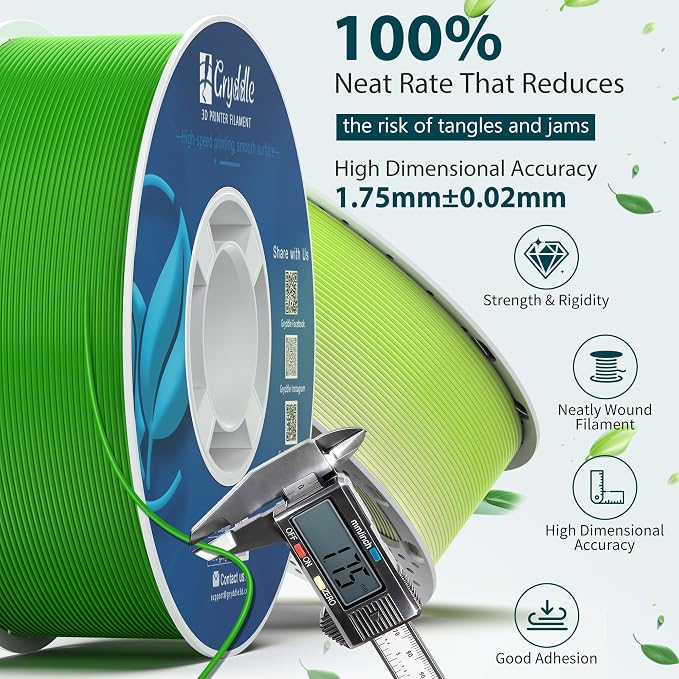PLA 3D Printer Filament 1.75mm, 12 Rolls Bundle (1kg/2.2lb per Roll), 10kg Total, High Dimensional Accuracy & Low Odor, Suitable for Beginners, Compatible with FDM Printers