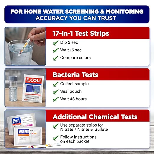 Bestprod All-New 21 in 1 Drinking Water Testing Kit Strips, Home Tap and Well Water Test Kit for Hardness, Lead, Iron, Copper, Chlorine, Fluoride