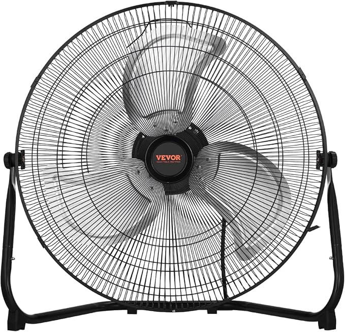 VEVOR Floor Fan, 3 Speeds High Velocity Heavy Duty 18 Inch Industrial Fan, 4000 CFM 360° Adjustable Tilt 19.69 ft/sec Airflow Large Metal Fan, for Home, Gym, Office, Garage, Commercial Shop & Bedroom