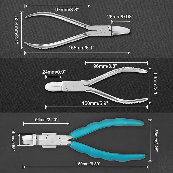 Round & Nylon Jaw Eyeglasses Frame Pliers Bundle with 6 Inches Optical Trident Pliers Professional Eyeglasses Adjusting Frame Pliers, Eyeglass Repair Kit with Eyeglass Repair Screwdriver