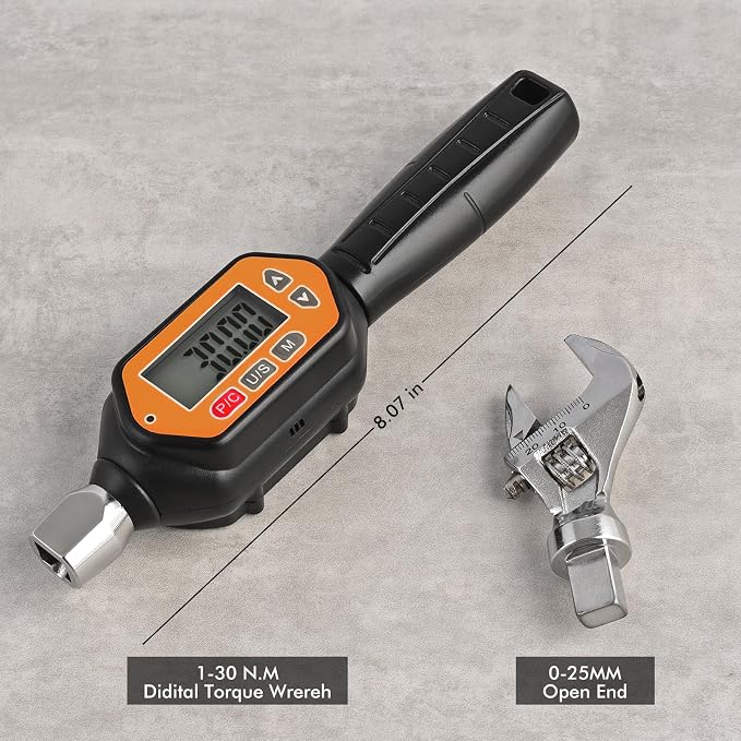 Digital Torque Wrench, 1.0 to 30 Nm Open End Torque Wrench Set with 25 mm Open End Head for Hvac Mini Split and Refrigeration System (30 NM)