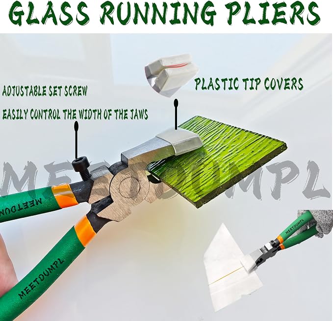 Stained Glass Kit，Stained Glass Supplies，Glass Cutters Tools,Heavy Duty Glass Running Pliers，Wheeled Glass Nippers，Breaker Grozer Pliers，Glass Cutter，for Stained Glass,Mosaics,Fusing,Breaking (7)