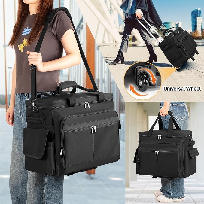 Trunab Rolling Scrapbook Tote with Expandable File Pocket, Large Craft Organizer and Storage Bag with Detachable Trolley for Scrapbooking Supplies and Art Tools (Patented Design)