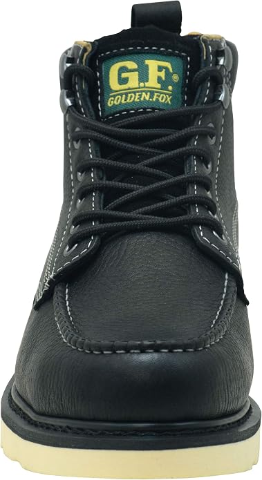 Golden Fox Steel Toe Work Boots Men's 6" Moc Toe Wedge Comfortable Boots for Construction