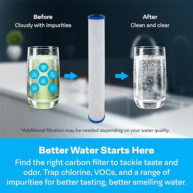 SpiroPure 20x2.5 5 Micron Carbon Block Water Filter EP-20 CB-25-2005 6 Pack
