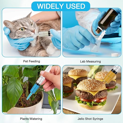 12 Pack 20ml Plastic Syringes, Individually Sealed with Measurement & Cap for Feeding Pets, Liquid, Jello Shots, Lip Gloss, Paint, Epoxy Resin, Oil, Watering Plants, Refilling (20ml, Plastic)