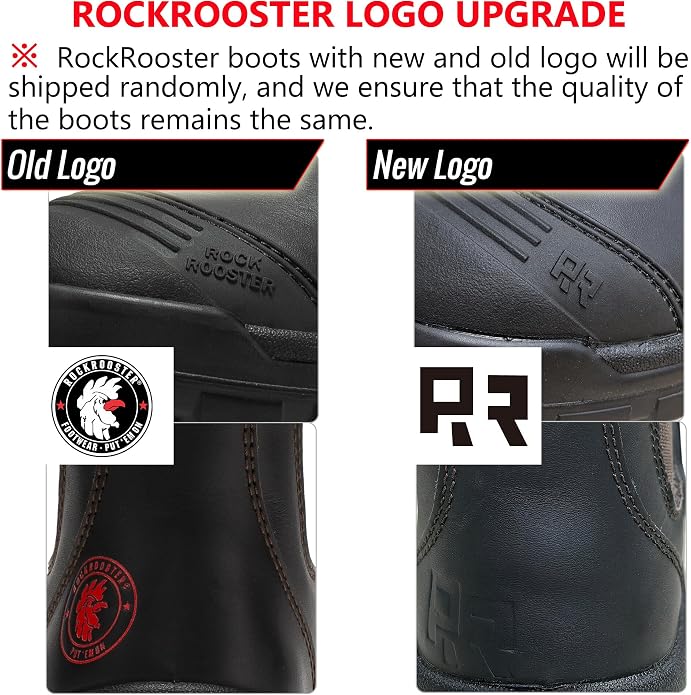 ROCKROOSTER Bakken - 6 inch Steel Toe Anti-fatigue Leather Slip On Safety Work Boots for Men AK229 (EH Rated Rubber Outsole, Dark Brown)