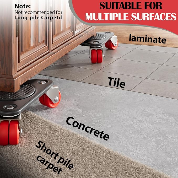 Triangle Furniture Movers with 6-Wheel Dollies, Heavy Duty Tri-Dolly Set with Furniture Lifter, Non-Slip Pads, Up to 3000 lbs Load Capacity