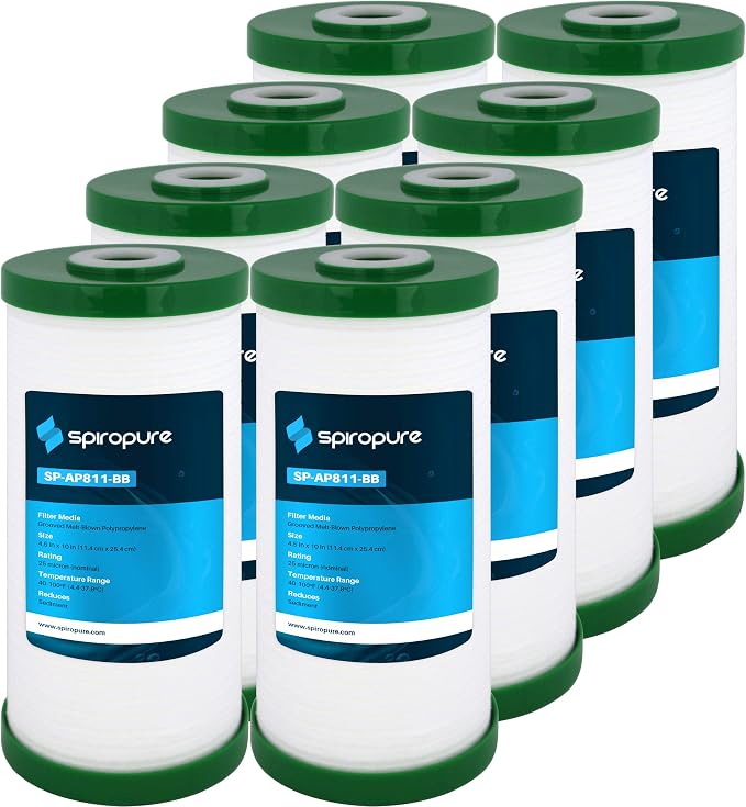 SpiroPure 10x4.5 25 Micron Sediment Water Filter Cartridge AP811 (8 Pack)