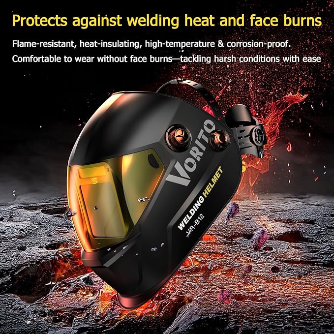 Welding Helmet Auto Darkening Welding Hood 1/1/1/1 Optical Clarity,Large Viewing Screen,True Color Solar Powered,4 Arc Sensor Wide Shade 4/5-9/9-13 Welding Mask with for TIG MIG ARC
