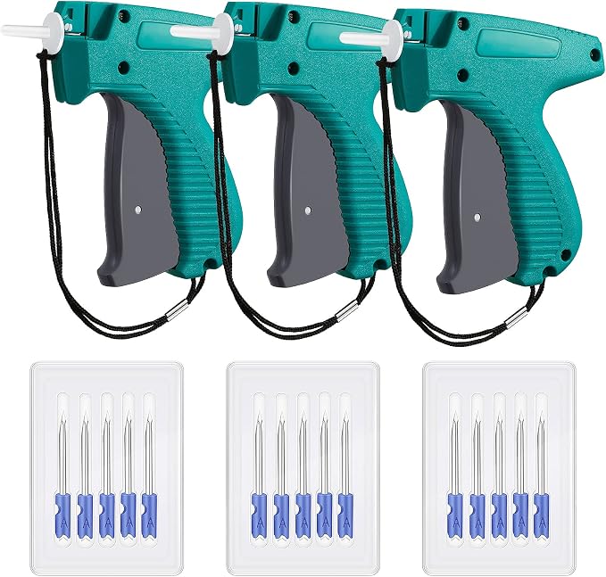 Honoson 3 Pieces Clothes Tagging Applicator Garment Tag Attacher Label Tagging Machine with 15 Pieces Steel Needles for Boutique Store Consignment Garage Yard Sale(Green)