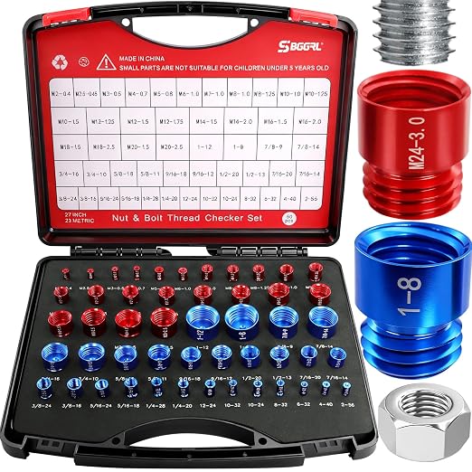 50 Pcs Standard and Metric Nut Bolt Thread Checker Kit,Inch Size Gauges Finder Tool,Detachable Screw Identifier Thread Especially for Tread Fasteners Measuring