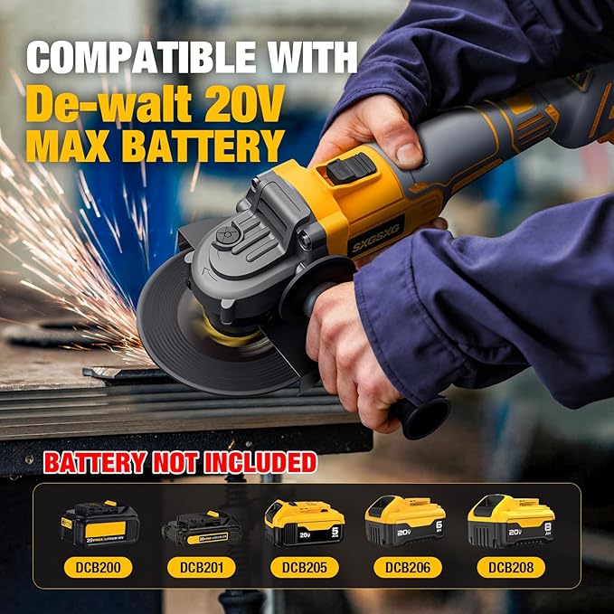 Cordless Angle Grinder for Dewalt 20v Max Battery, Brushless Cordless Grinder Tool 4 1/2", Variable Speed, Electric Power 20v Angle Grinder Tool for Grinding Cutting Polishing (Battery Not Included)