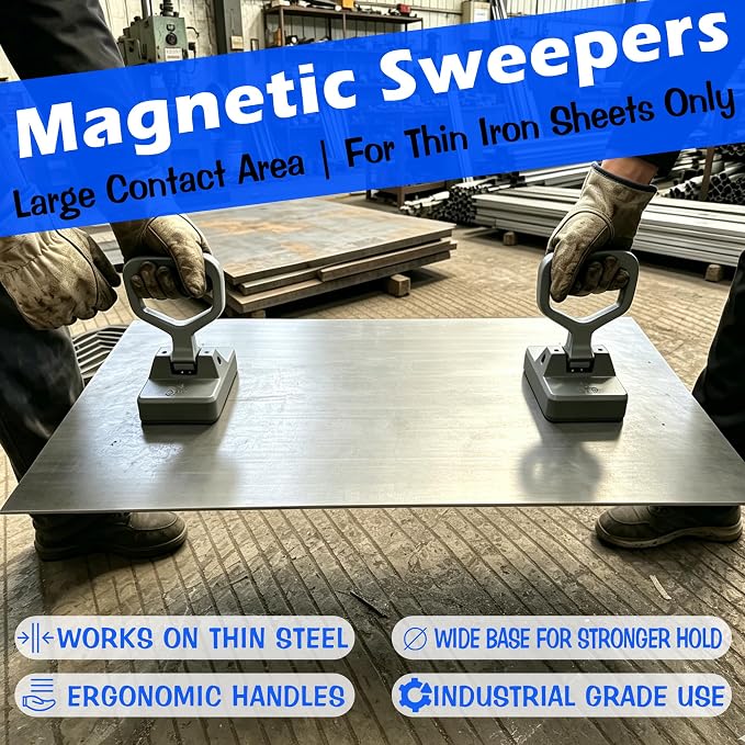 ULIBERMAGNET Heavy Duty Magnetic Sheet Handle,Magnetic Lifting with Quick Release,Magnetic Lifter Portable Material Collector with Ergonomic Handle for Thin Iron Plate,Tool Steel,Laser Cutting