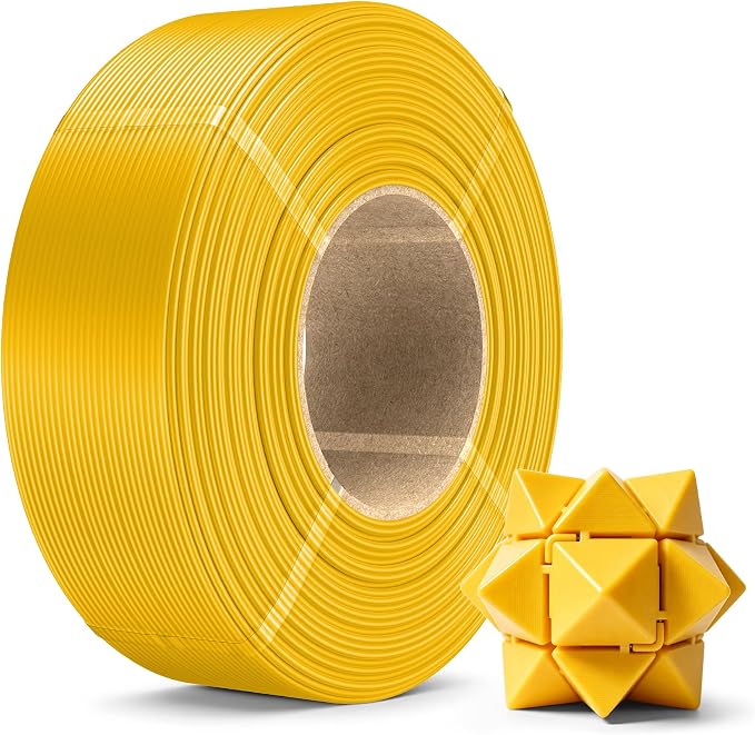 SUNLU PLA+2.0 3D Printer Filament Refill 1.75mm, 1KG Vivid Yellow | High Toughness PLA+ Filament, No Spool Refill for Reusable Spools, Compatible with Bambu Lab 3D Printers, Vivid Yellow