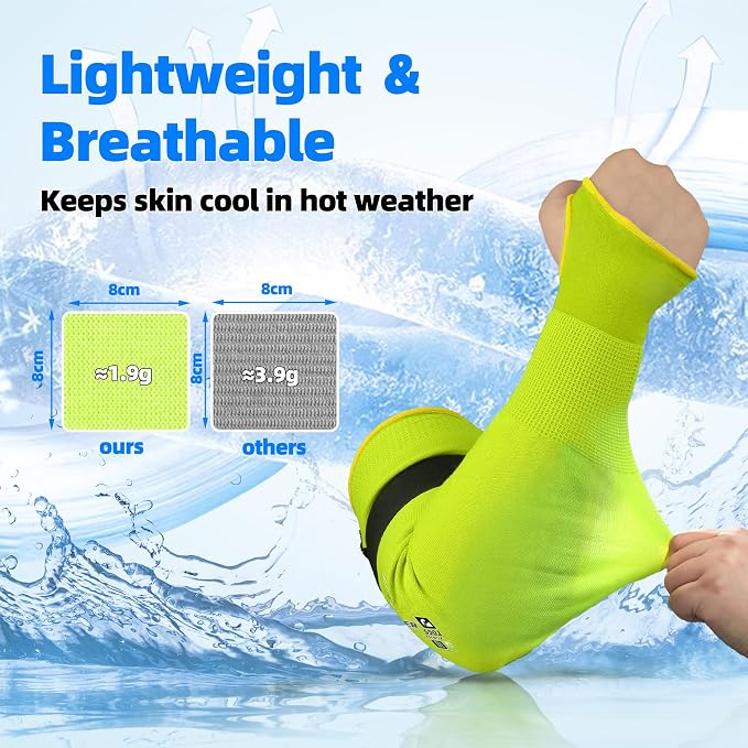 Schwer ANSI A6 Cut Resistant Sleeves, 18 inch Protective Arm Sleeves with Thumb Hole for Arm Work Protection, Arm Guards for Gardening, Cutting Metal, Repairing, Kitchen, Pet Grooming (1 Pair, Yellow)