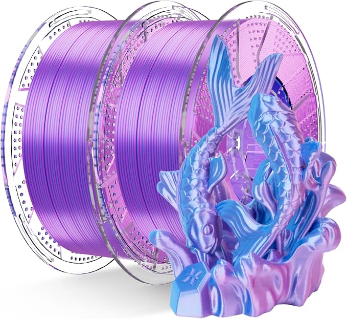 Chitu Systems Conjure Silk PLA Filament, 2KG Spool (4.4lbs), 1.75mm Dual Color Filament, Rose Red Sky Blue Shiny Filament Diameters ±0.02 mm 3D Printer Filament Bundle