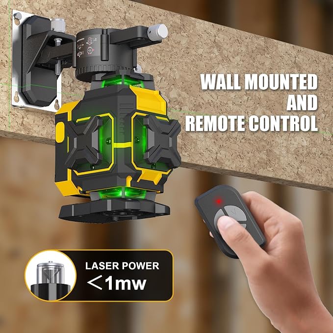 Premium 4×360° Green Laser Level Kit, Self-Leveling, Pulse Mode, Dual Batteries, Tripod & Full Accessories for Construction DIY