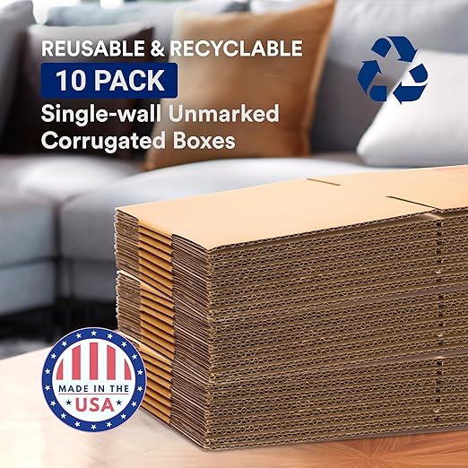 BOX USA Moving Boxes Large 23L x 17W x 12H 10-Pack - Corrugated Cardboard Box for Shipping, Mailing, Packing, Packaging and Storage
