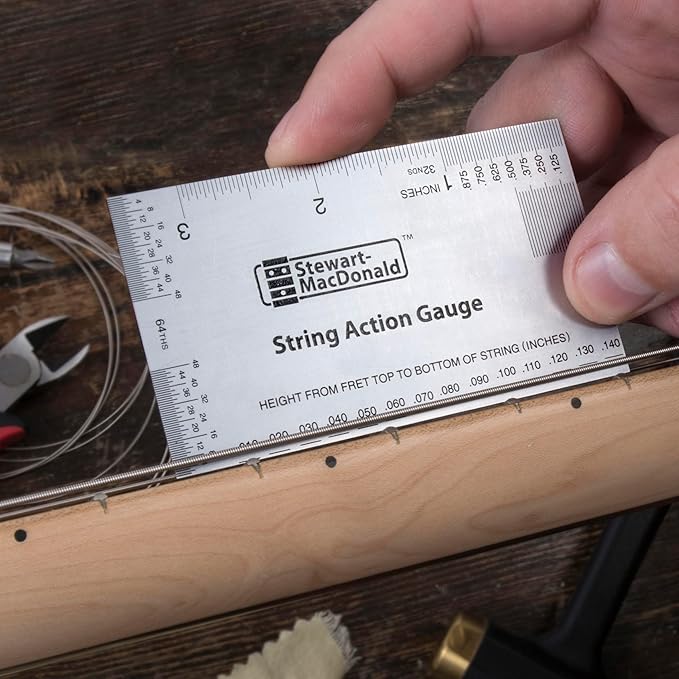 StewMac Basic Guitar Setup Kit - Inches | Includes String Action Gauge, 18" Precision Straightedge, and 9 Understring Radius Gauges | Professional, Accurate, and Easy to Read Luthier Tools