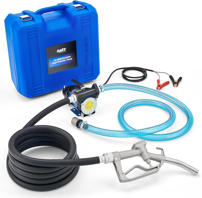 Orion Motor Tech 12V Gasoline Transfer Pump Kit, 15gpm Electric Fuel Transfer Pump with Aluminum Nozzle Carry Case for Diesel Kerosene Light Fuels, Automatic Oil Transfer Pump with Overheat Protection