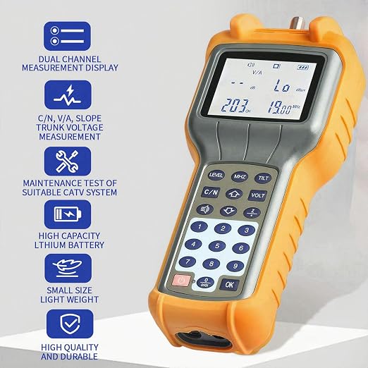 RY S110 Pro CATV Cable Tester - 47-870 MHz Coax Cable Tester Tracer Coaxial Wire Continuity Checker, TV Handle Signal Level Meter DB Tester Meter