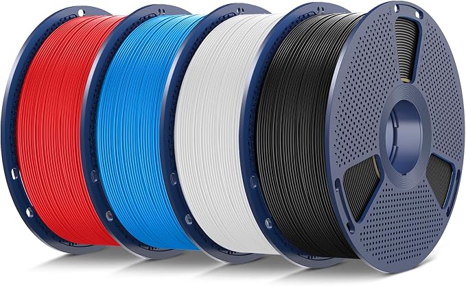 SUNLU TPU 3D Printer Filament 1.75mm,Highly Elastic 90A TPU Filament,Flexible 3D Filament for Fast Printing,Dimensional Accuracy +/- 0.03mm,(4kg Black+White+Blue+Red,90a TPU).