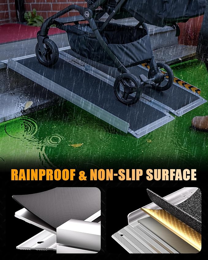VNN Portable Wheelchair Ramp 3FT, Non-Slip Aluminum Ramps for Wheelchairs for Home, Handicap Wheelchair Ramps for Home Steps, Aluminum Loading Dock Plates, Doorways, Curbs, Stairs