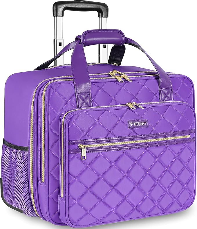 Ytonet Rolling Briefcase for Women, Extra Large Rolling Laptop Bag Fits 18 Inch Laptop, Computer Bag with wheels for Work Travel College Business Overnight Wife Mom Teacher, Purple