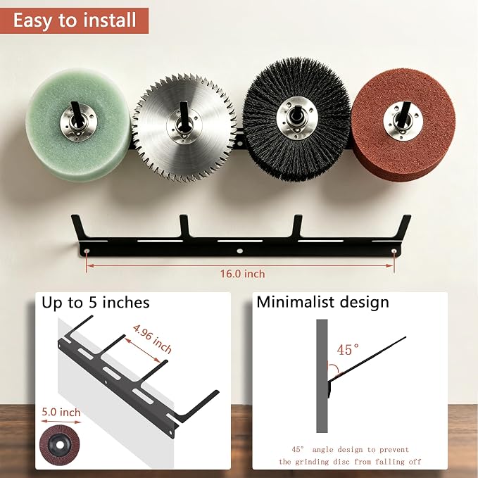 2PCS Discs Hook Rack – Wall Mount Angle Grinder Disc Holder Display Stand, Heavy Duty Storage Rack for Cutters, Polishers, Garage & Workspace Organizer