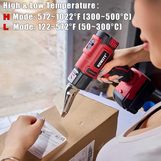Cordless Heat Gun for Milwaukee M18 Battery,Lithium Hot Air Gun, 2-Temp Setting Max 1022°F(550°C),Heat Gun for Shrink Wrapping, Tube Bending,Resin & Decorating (Tool Only, NO Battery)
