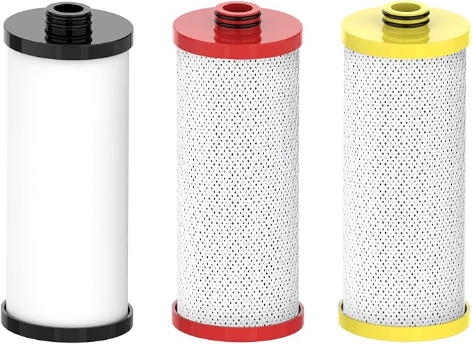 Waterspecialist WS852 Water Filter, Replacement for Aquasana® AQ-5300R, AQ-6300, AQ-C3-R, Black, Red and Yellow, 600 Gallons, 3 Filters