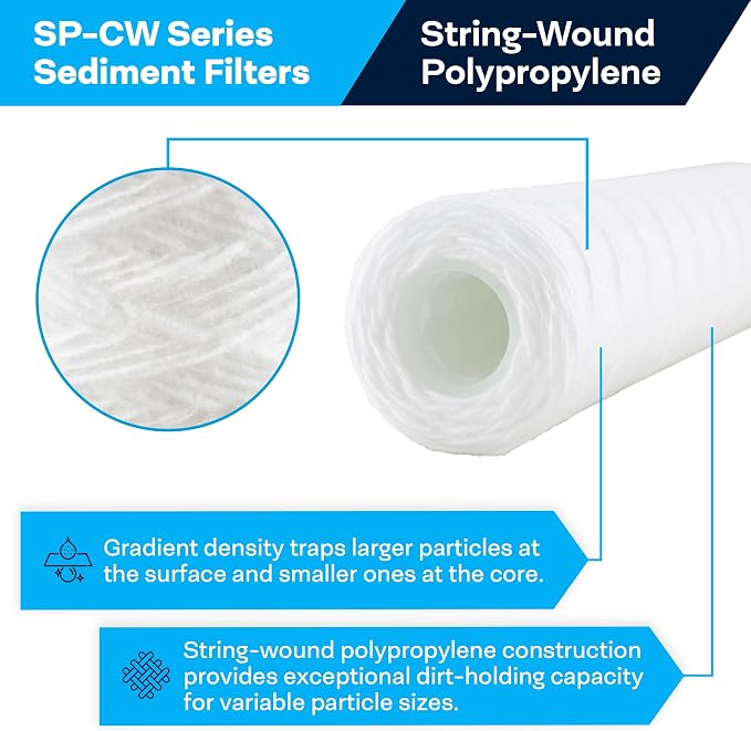 SpiroPure 40x2.5 10 Micron Sediment Water Filter SWC-25-4010 (Case of 20)
