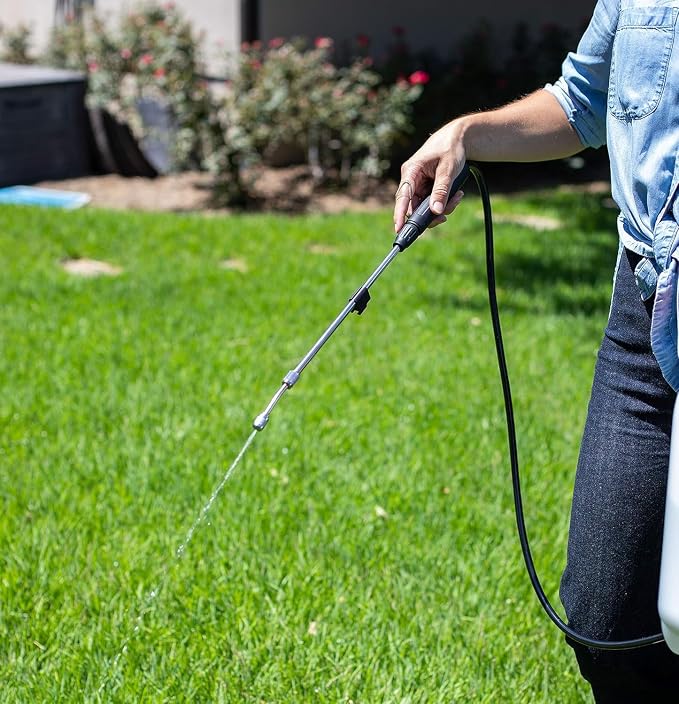 BIRDROCK HOME Garden Sprayer with Battery Powered Pump - Stainless Steel Wand, Rechargeable, Adjustable Spray, & Portable for Lawn, Garden, Plants, and Cleaning - White Translucent Body - 4-Gallon