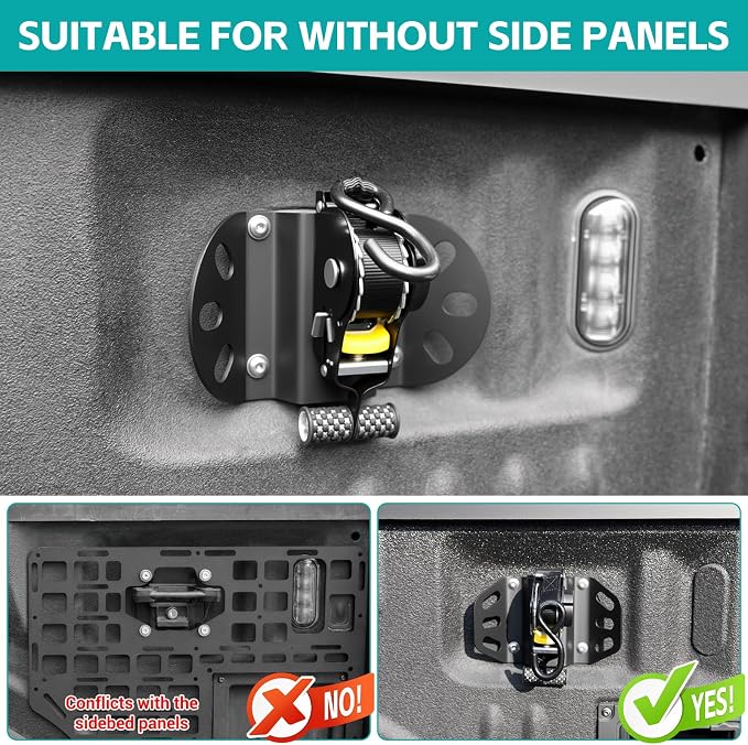 2PCS Ultimate Retractable Ratchet Straps Compatible with Ford F150 / Raptor 2015-2025, Super Duty 2017-2025 with Boxlink Accessories, Bed Mount Bolt on Self Retracting Tie Down Straps