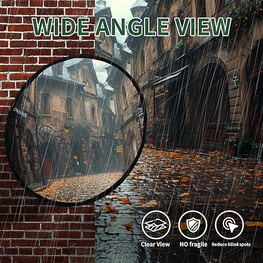 BESEA 24" Convex Traffic Mirror (2-Pack) - Wide Angle Blind Spot Safety Mirror for Driveway & Garage - Weatherproof Outdoor Security Mirror for Parking Lot & Street with Adjustable Bracket