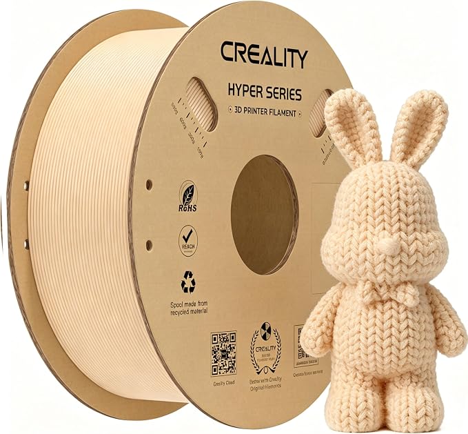 Creality Hyper PLA Filament 1.75mm 1KG(2.2lbs), High Speed PLA 30-600mm/s Rapid 3D Printer Filament, Dimensional Accuracy +/-0.02mm, Fit Most FDM 3D Printers, Skin
