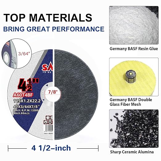 SALI 25 Pack Cut Off Wheel 4 1/2 Inch Cutting Wheels 4-1/2" x 3/64" x 7/8" for Metal & Stainless Steel, Angle Grinder Cutting Wheel,Cutting Discs with Aggressive Cutting