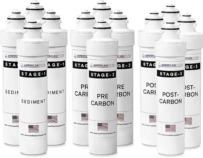 American Filter Company® Model # AFC-B3-CMBPK 4-Stage Water Filters, Compatible with Brio NFMPP5M, NFMGAC, NFMUF, NFMCTO5MS3, NFMCTO5MS2 and Moderna UV Water Cooler - 12Pk