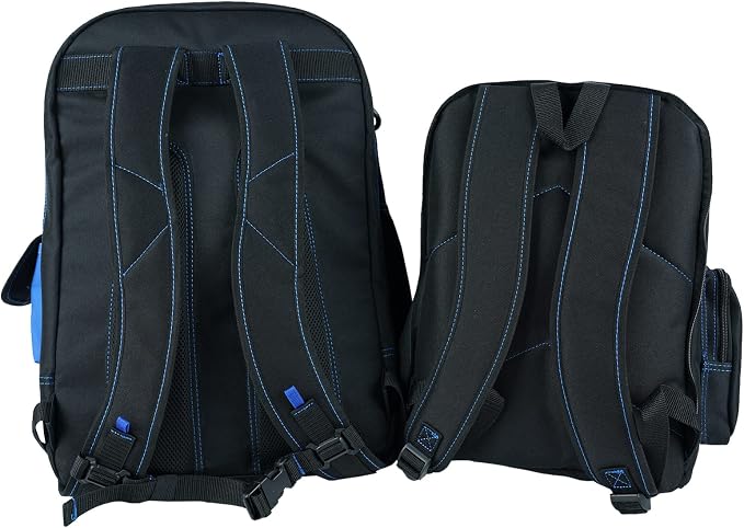 MELOTOUGH Electrician Tool Bag Welding Tool Backpack with Helmet Catch Heavy Duty Tool Organizer Bag for Electrician, Carpenter,Tradesman,Construction,HVAC,Welder (Blue)
