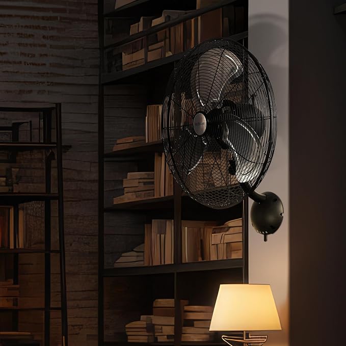 Hurricane 16" High Velocity Pro Oscillating Metal Wall Mount Fan w/ 3 Speeds, Black - Corded Electric Air Cooling Unit w/Powerful 2400 CFM Airflow for Home, Garage, Gym, Workshop & Greenhouse