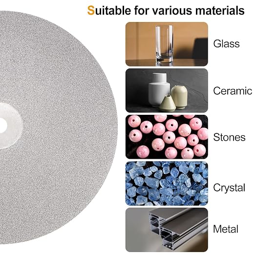 HARFINGTON Diamond Flat Lap Disc Set 6" x 1/2" Arbor 50/60/80/100/120/240/260/320/400/600/1000/1200/1500/2000/2500/3000 Grit Abrasive Wheel Lapping for Grinding Ceramics, Glass, Stones