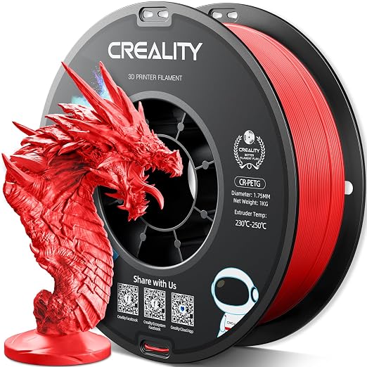 Official CREALITY PETG 3D Printer Filament 1.75mm 1KG (2.2lbs), High Precision Strong Toughness, Odorless Better Flow Moistureproof 3D Printing Ender Filament