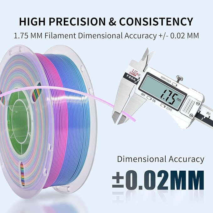 RAMBERY Silk Rainbow PLA 3D Printer Filament Bundle 4 Colors 1.75mm Multicolor 3D Printing Filament, 1kg(2.2lb) X4PCS, Candy/Universe/Red-Golden/Sunset Glow