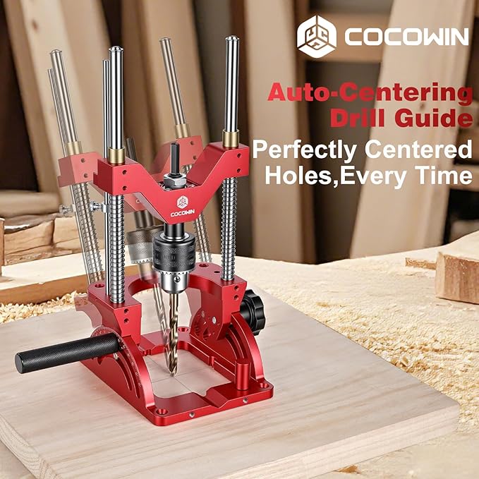 Portable Drill Guide for Drilling Precision Angled or Straight Holes, 0° to 60° Angle Drill Jig Attachment with Guide Rod, Drill Press Adapter for Hand Drill, Portable Drill Press with 1/2" Chuck