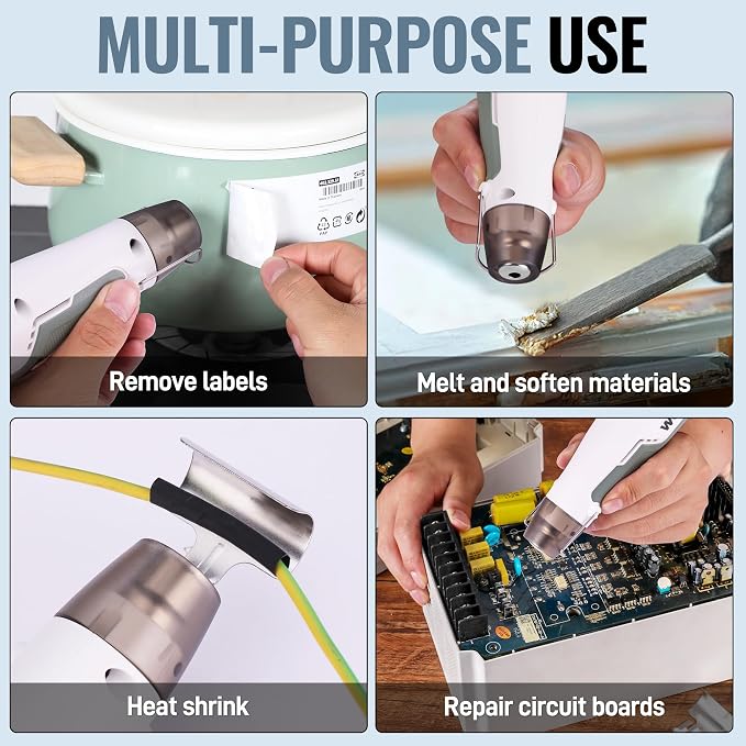 WORKPRO 7.2V Cordless Mini Heat Gun for DIY Crafts, 4000mAh Hot Air Gun, 1.5s Fast Heating, 3 Temp Settings (Cool/572°F/842°F), USB-C Rechargeable