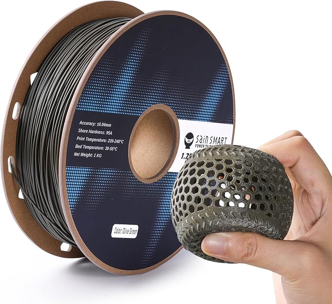 SainSmart Matte TPU Filament, Olive Green Flexible TPU 3D Printing Filament, 1.75 mm, 1kg (2.2LB), Dimensional Accuracy +/- 0.05 mm