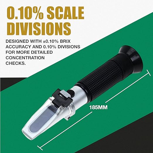 ADE Advanced Optics RHB-10ATC-1 0-10% ATC Brix Refractometer | Handheld Brix Meter for Maple Sap, Syrup Testing, CNC Coolant and Cutting Fluid Measurement with Aluminum Body, Pipette Included Set Kit